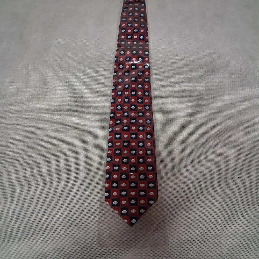 Silk Necktie Red Blue Geometric New in Pkg 56